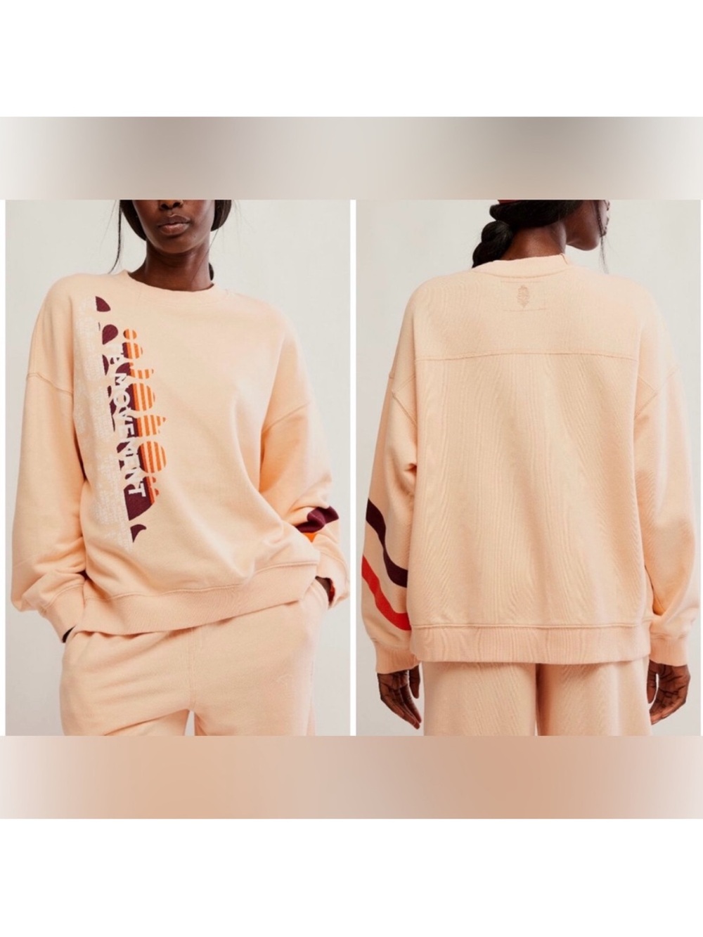 Free People FP Movement All Star Buti Logo Pullover peach pastel combo - - Picture 2 of 8